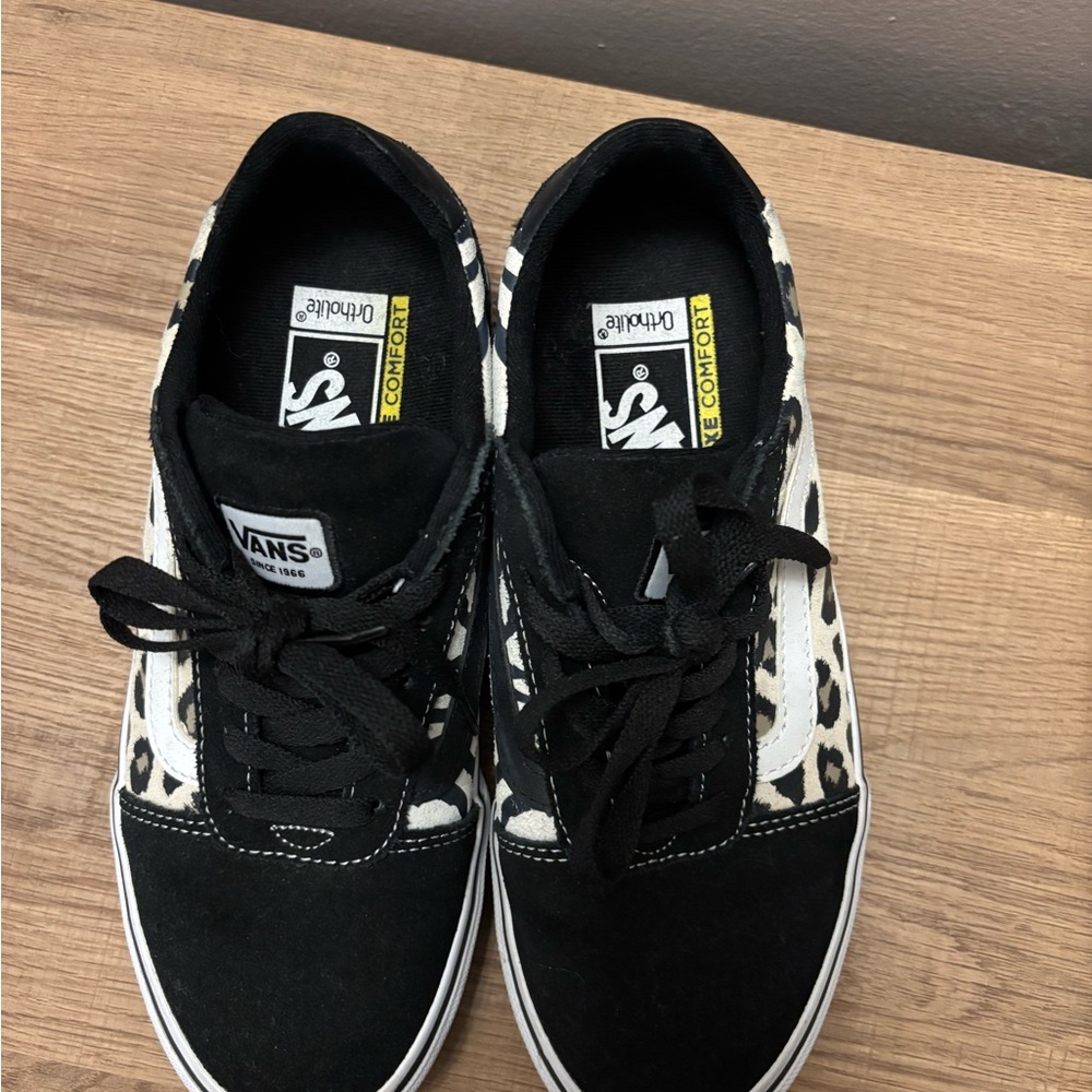 Vans Black and Leopard Pattern Sneakers - Picture 2 of 4